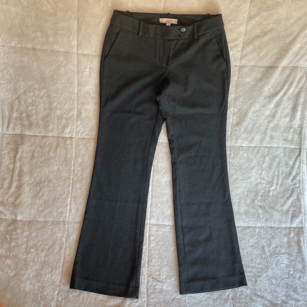 Ann Taylor LOFT Marisa Boot Cut Twill Pants, Gray, Size 6